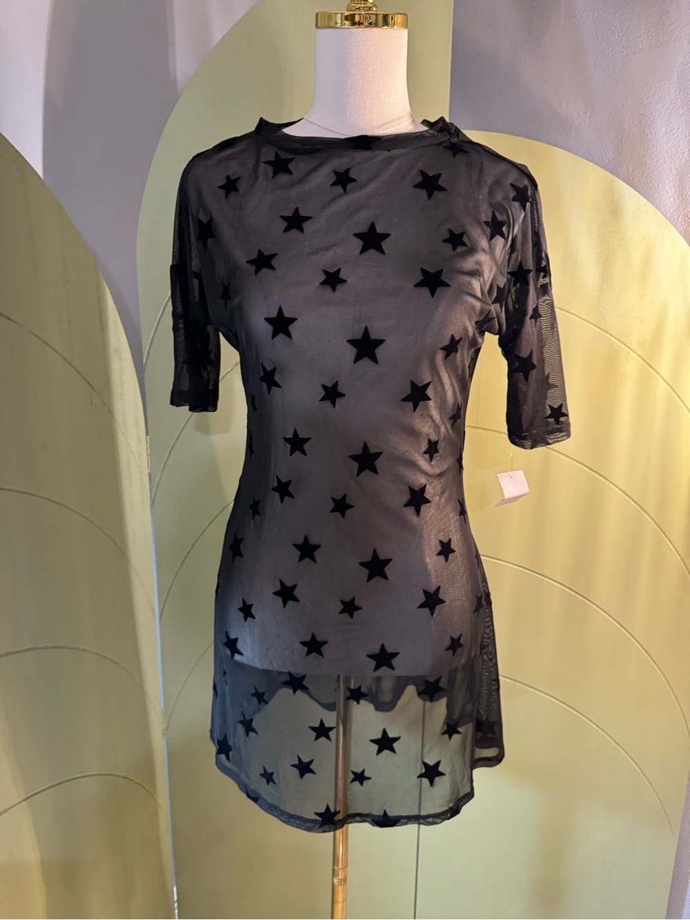 Concert or festival Black Sheer Star Mesh Tunic Dress
